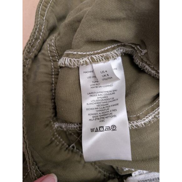 Anthropologie Jackson Utility Tapered Pant Olive Green Gorpcore Streetwear Linen - Picture 8 of 9